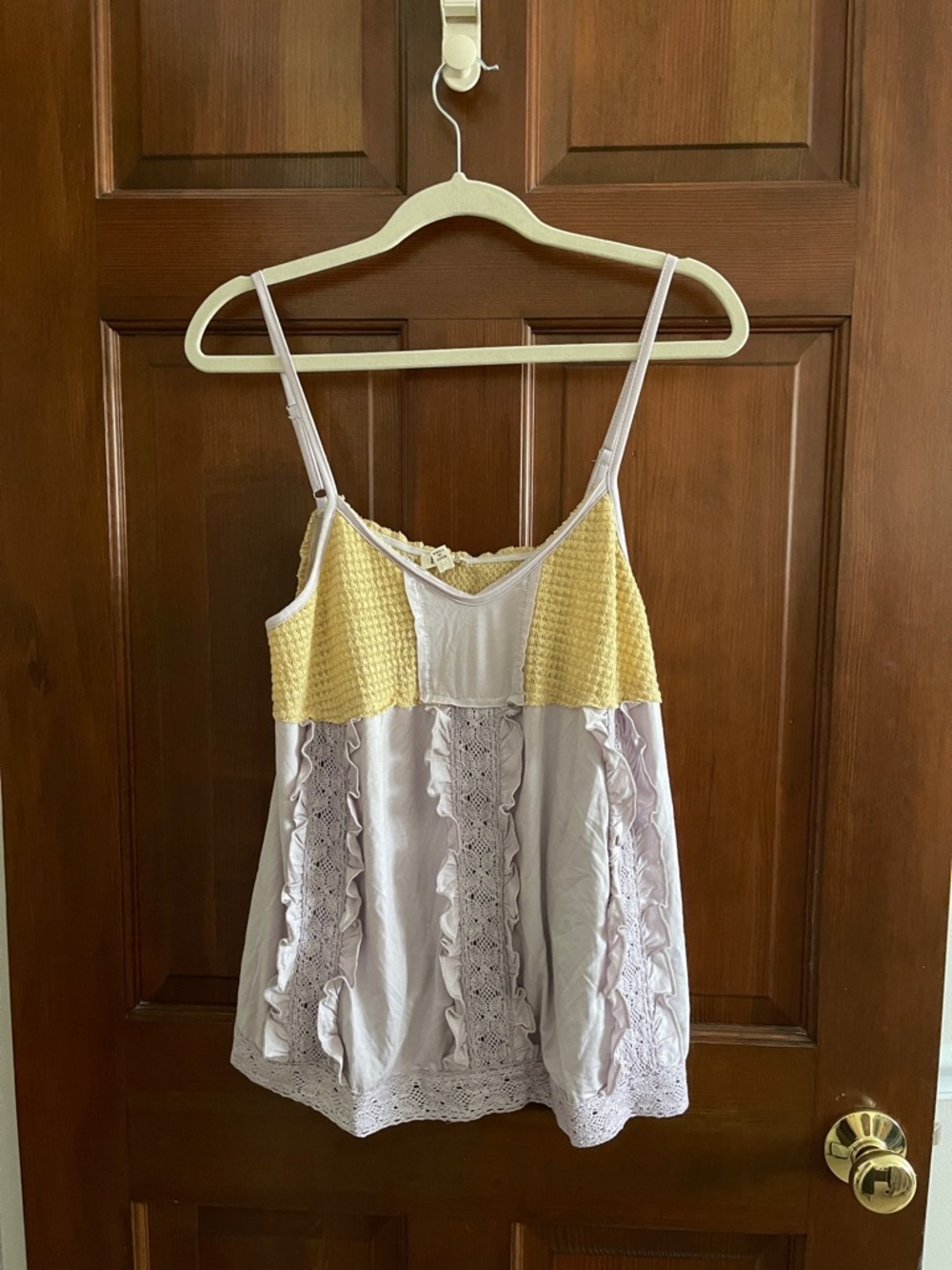 POL Yellow and Light Lavender Lace-Trim Camisole